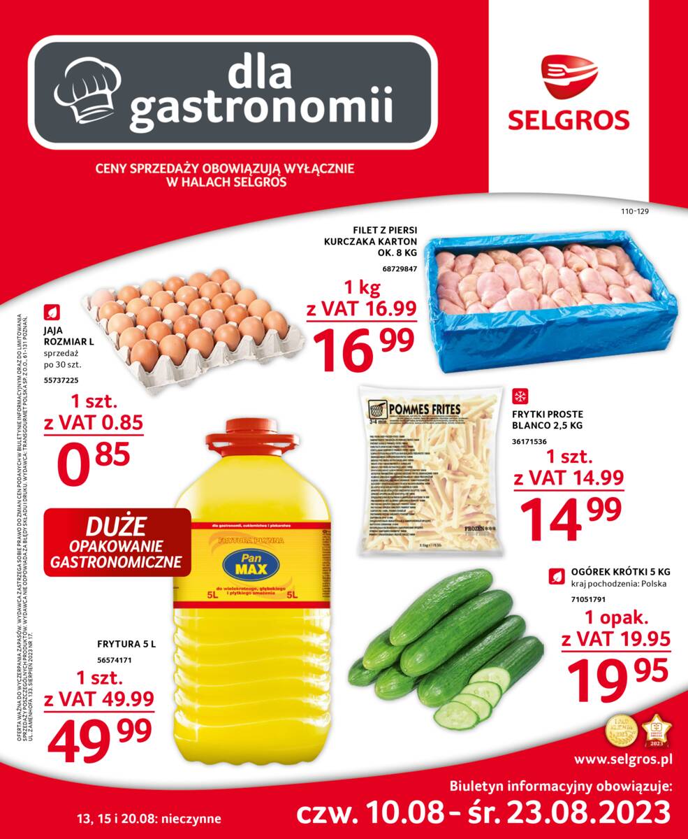 Gazetka promocyjna sklepu Selgros - Dla gastronomii - data obowiązywania: od 2023-08-10 do 2023-08-23