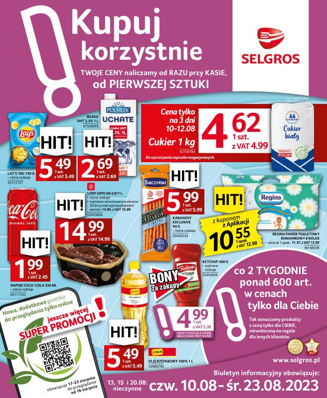 Gazetka promocyjna sklepu Selgros - Kupuj korzystnie od pierwszej sztuki - data obowiązywania: od 2023-08-10 do 2023-08-23
