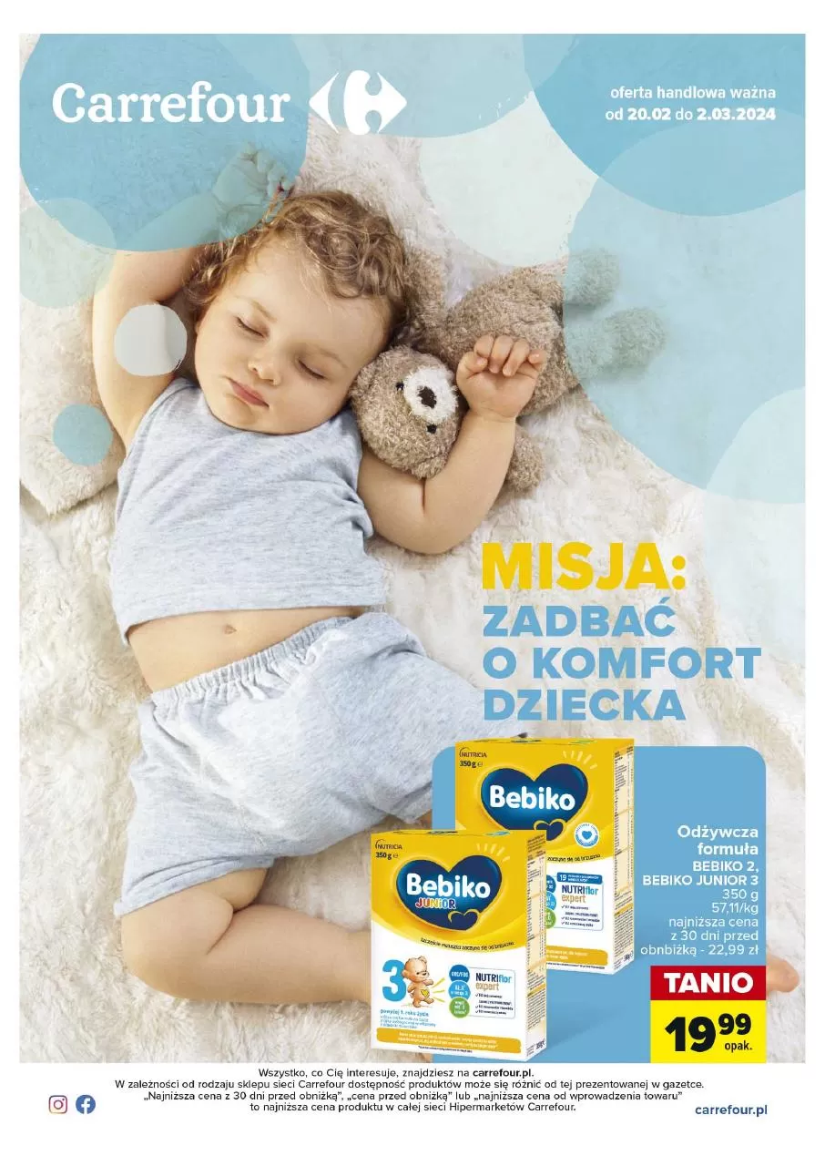 Gazetka promocyjna Carrefour. Tytuł: Misja: Zadbać o komfort dziecka. Oferta obowiązuje: 2024-02-20 - 2024-03-02
