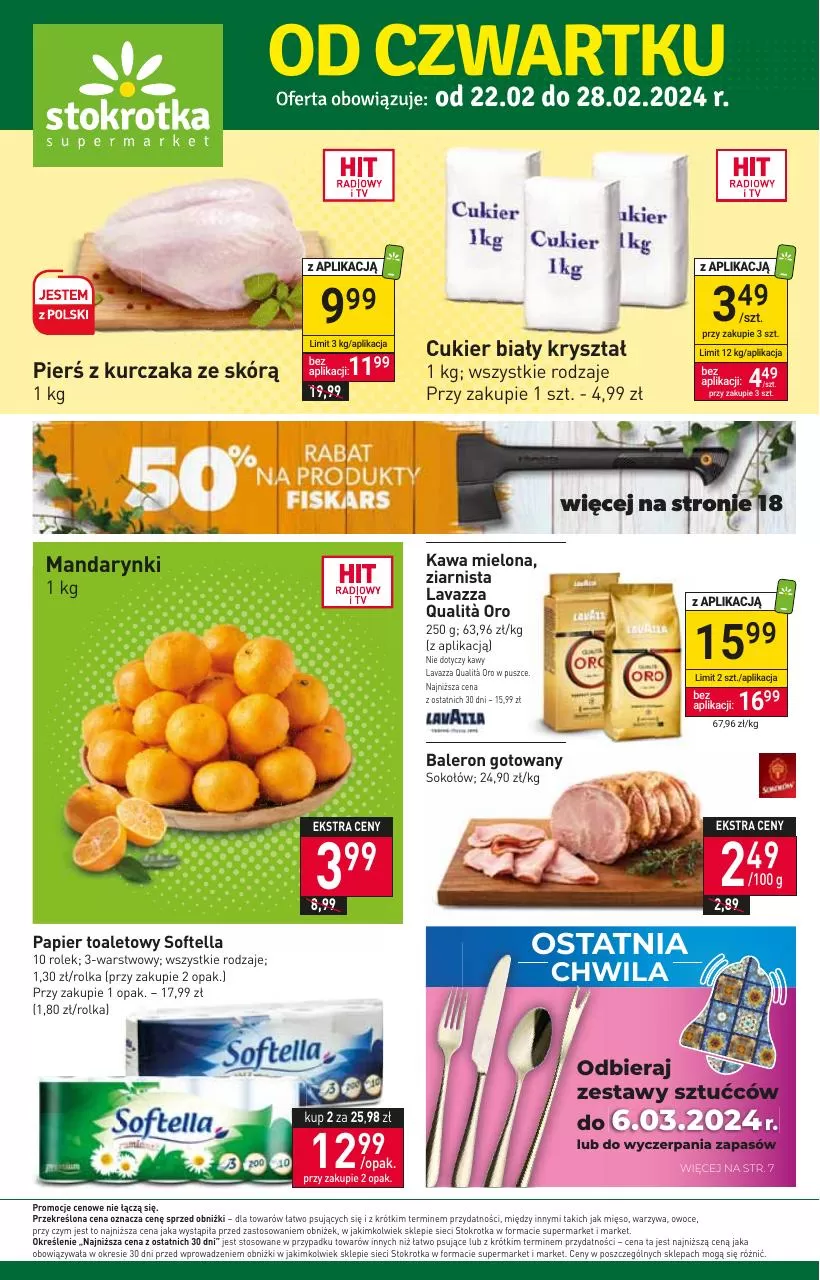 Ulotka gazetka promocyjna: Supermarket od czwartku ze sklepu Stokrotka dostępna od 22.02 do 28.02