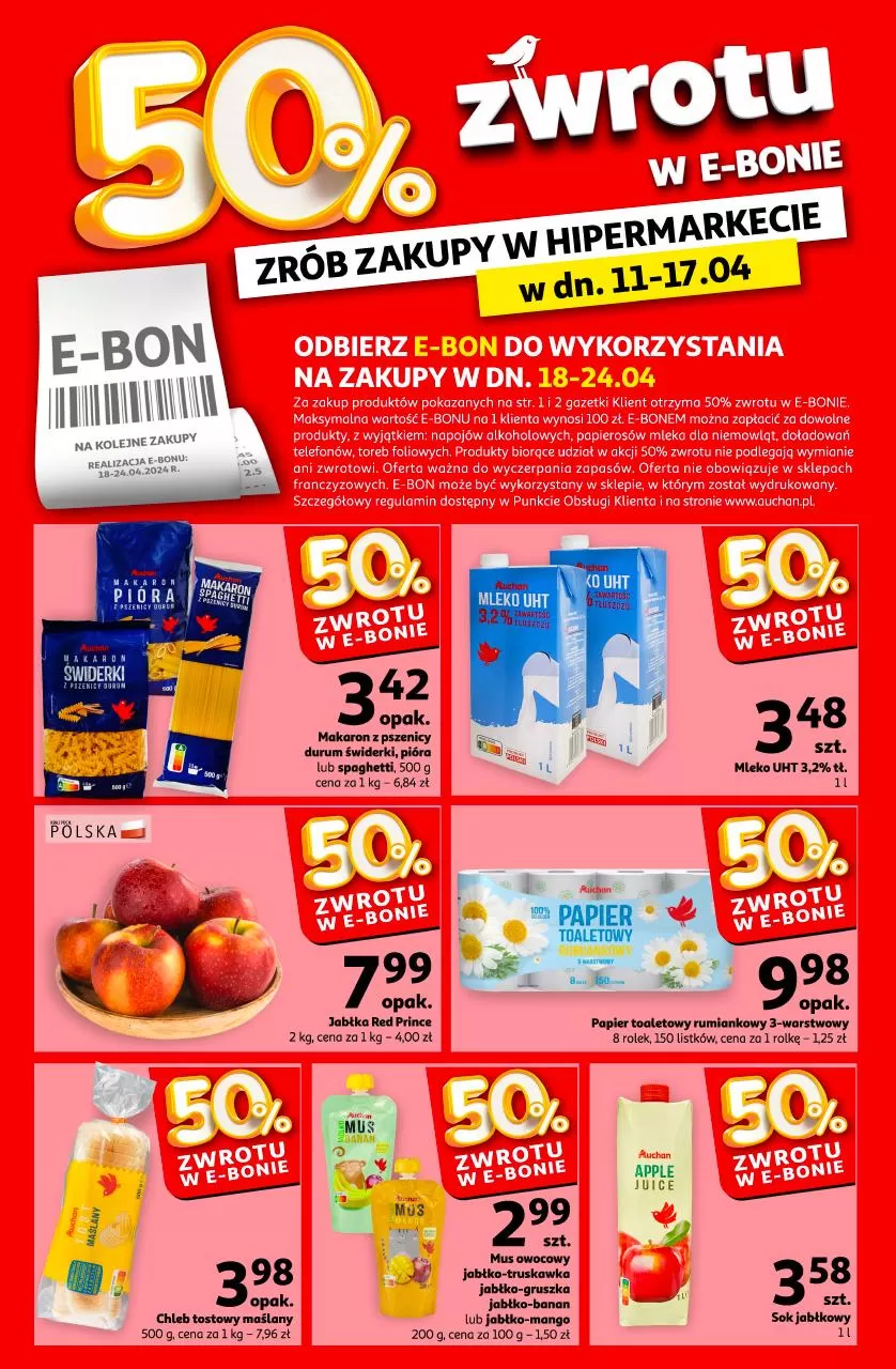50% zwrotu w e-bonie - Auchan Gazetka promocyjna - W tym tygodniu - oferta 'brak'