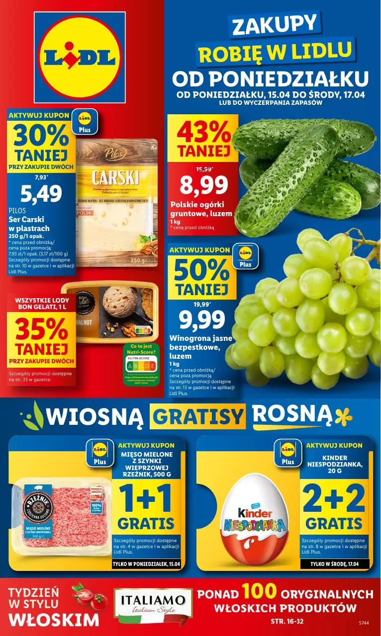 Ulotka gazetka promocyjna: Zakupy robię w Lidlu - Od poniedziałku ze sklepu Lidl dostępna od 15.04 do 17.04