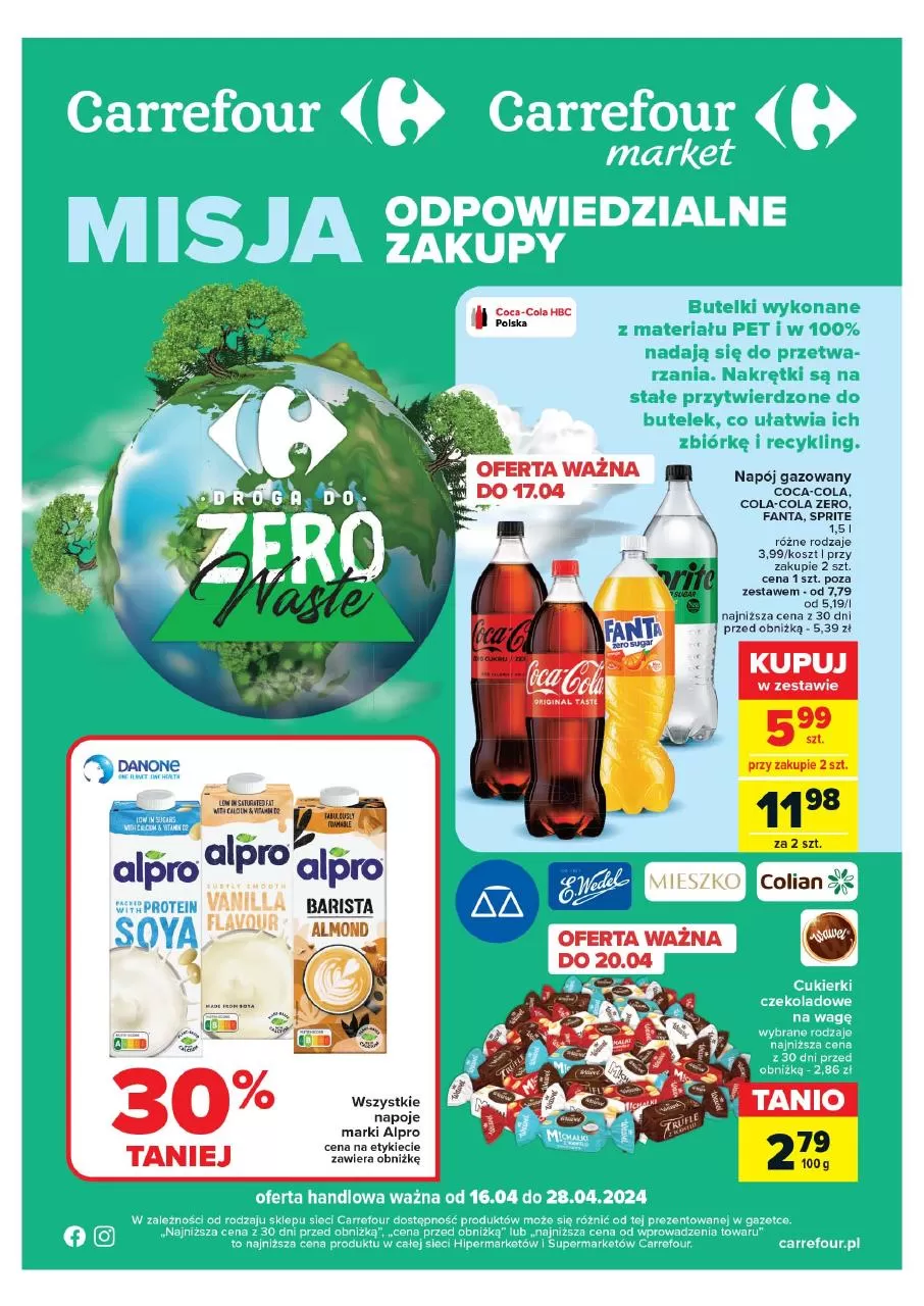 Ulotka gazetka promocyjna: Misja Odpowiedzialne zakupy ze sklepu Carrefour dostępna od 16.04 do 28.04