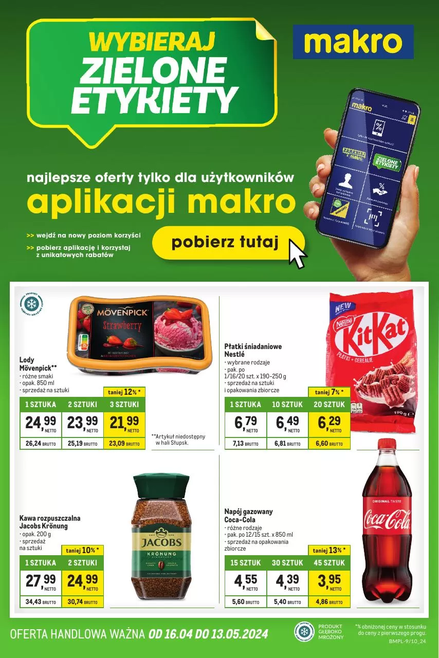 Ulotka gazetka promocyjna: Wybieraj zielone etykiety ze sklepu Makro dostępna od 16.04 do 13.05