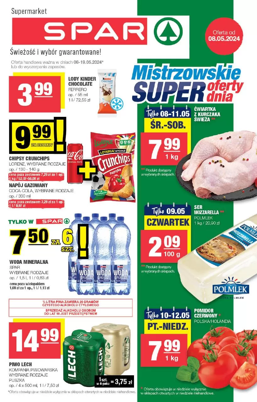 Ulotka gazetka promocyjna: Supermarket - spar Mistrzowskie super oferty dnia ze sklepu Spar dostępna od 08.05 do 19.05