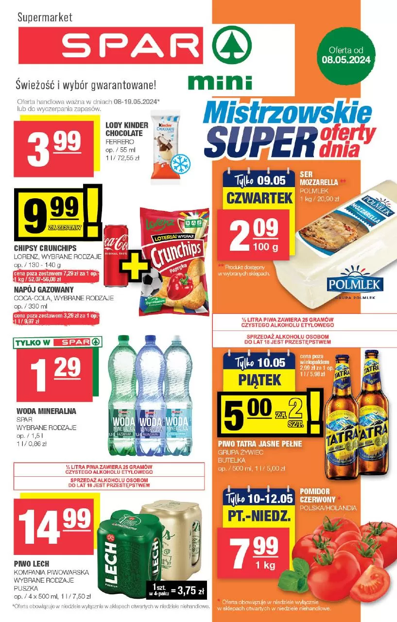 Ulotka gazetka promocyjna: Supermarket - spar mini ze sklepu Spar dostępna od 08.05 do 19.05