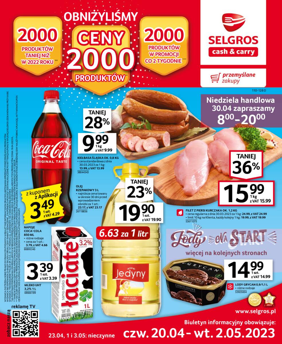 Gazetka promocyjna sklepu Selgros - Obniżyliśmy ceny 2000 produktów - data obowiązywania: od 2023-04-20 do 2023-05-02