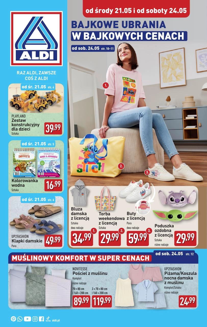 Gazetka promocyjna Aldi. Tytuł: BAJKOWE UBRANIA W BAJKOWYCH CENACH. Oferta obowiązuje: 2025-05-21 - 2025-05-27