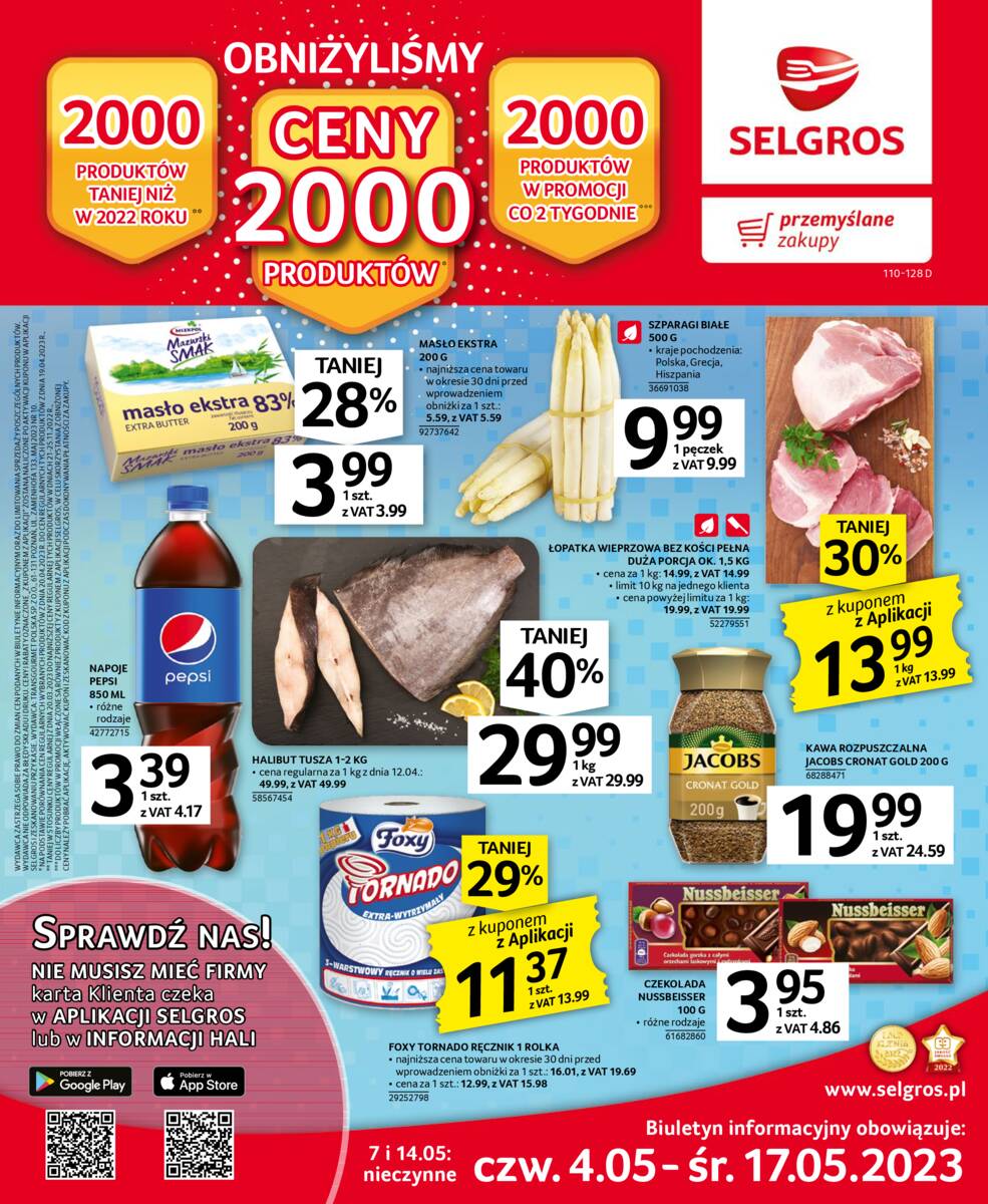 Gazetka promocyjna sklepu Selgros - Obniżyliśmy ceny 2000 produktów - data obowiązywania: od 2023-05-04 do 2023-05-17