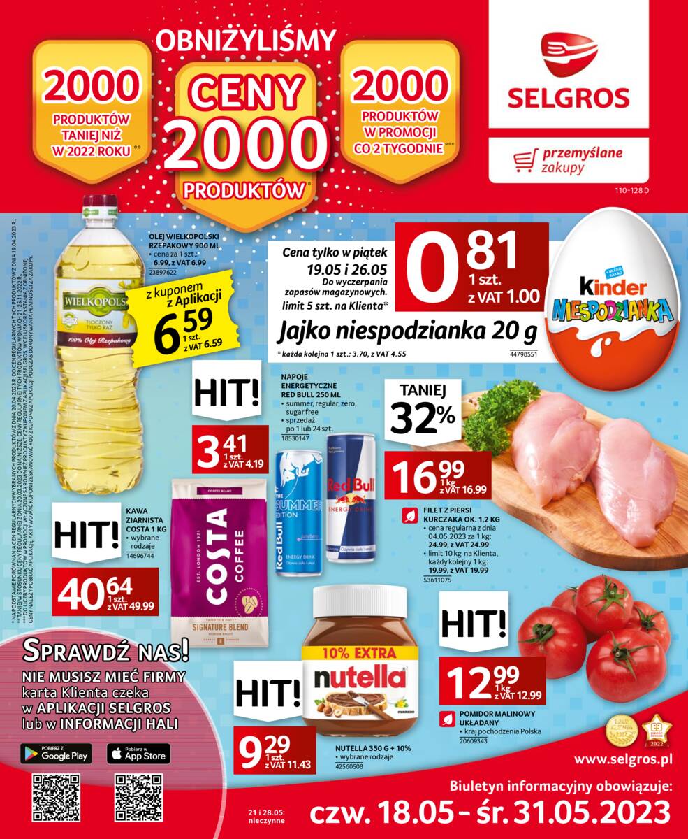 Gazetka promocyjna sklepu Selgros - Obniżyliśmy ceny 2000 produktów - data obowiązywania: od 18.05 do 31.05