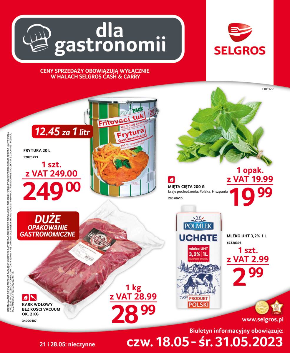 Gazetka promocyjna sklepu Selgros - Dla gastronomii - data obowiązywania: od 18.05 do 31.05